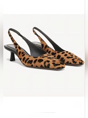 Leopard Print Calf Hair Slingback Heels